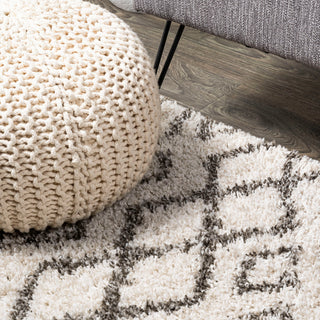 Algaida Moroccan Diamond Shag Beige/Dark Gray 5'x8' Area Rug