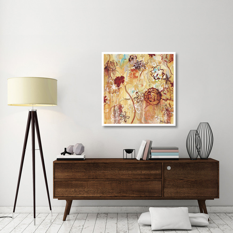 "Garden of Golden Roses" Digital Paper Print by Joan Elan Davis, 38"x38"