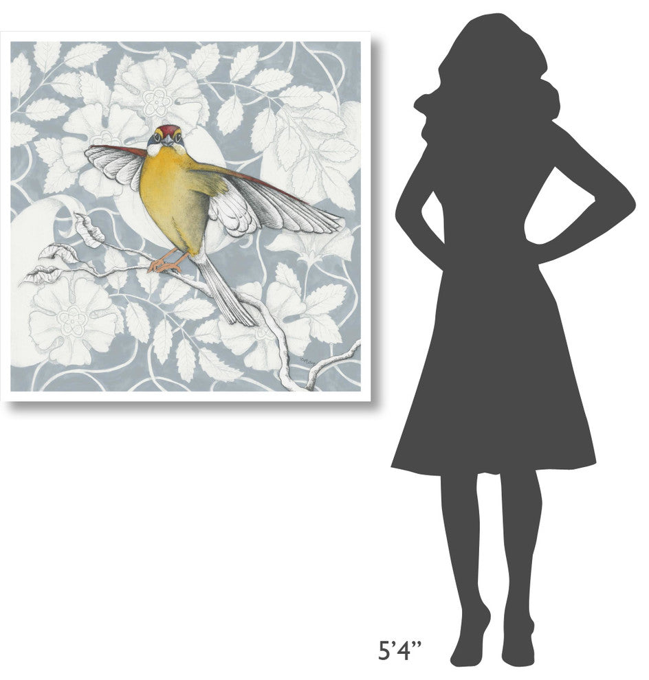 "Arts and Crafts Birds IV Tone on Tone" Paper Print by Elyse DeNeige, 38"x38"