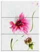 Pink Flower with Stem and Bud, Floral Triptych Canvas Art Print, 28x36, 3 Panels