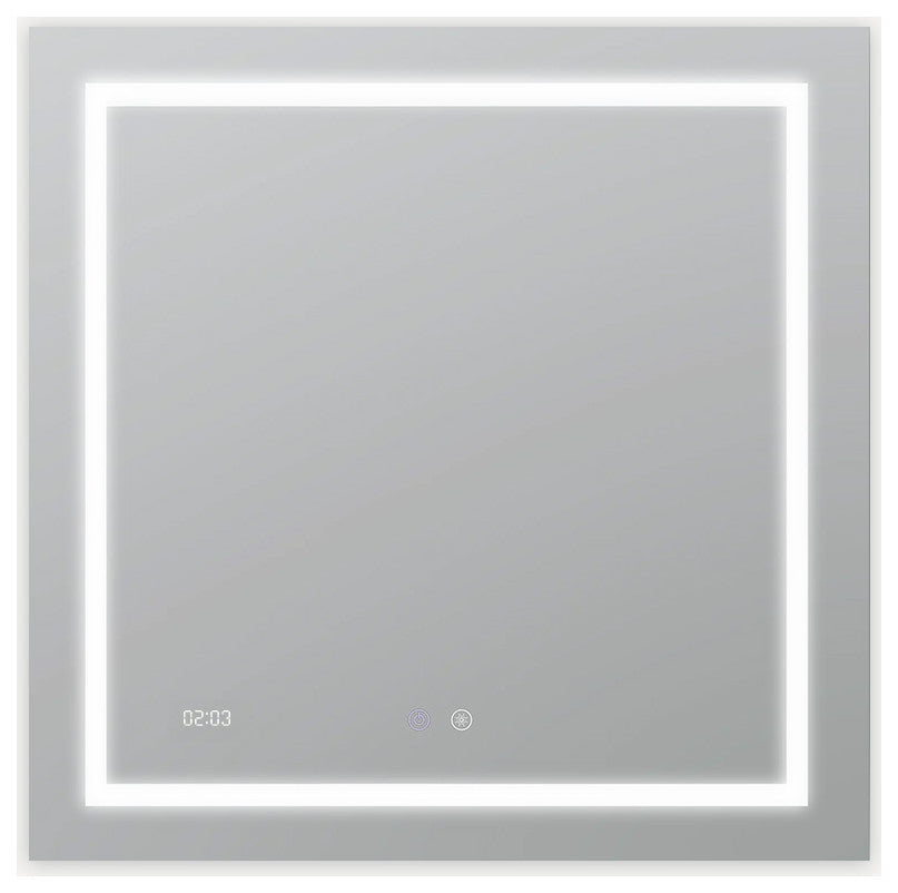 AQUADOM Daytona LED Wall-Mount Mirror Defogger Digital Clock 36"x36"x1"