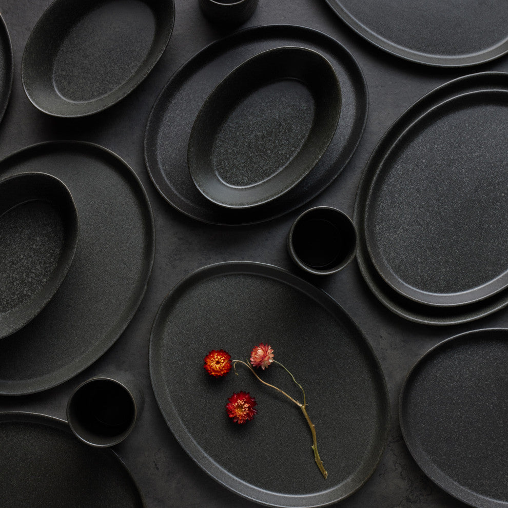 Stone by Mercer Project Katachi Stoneware 16 Piece Dinnerware Set, Charcoal