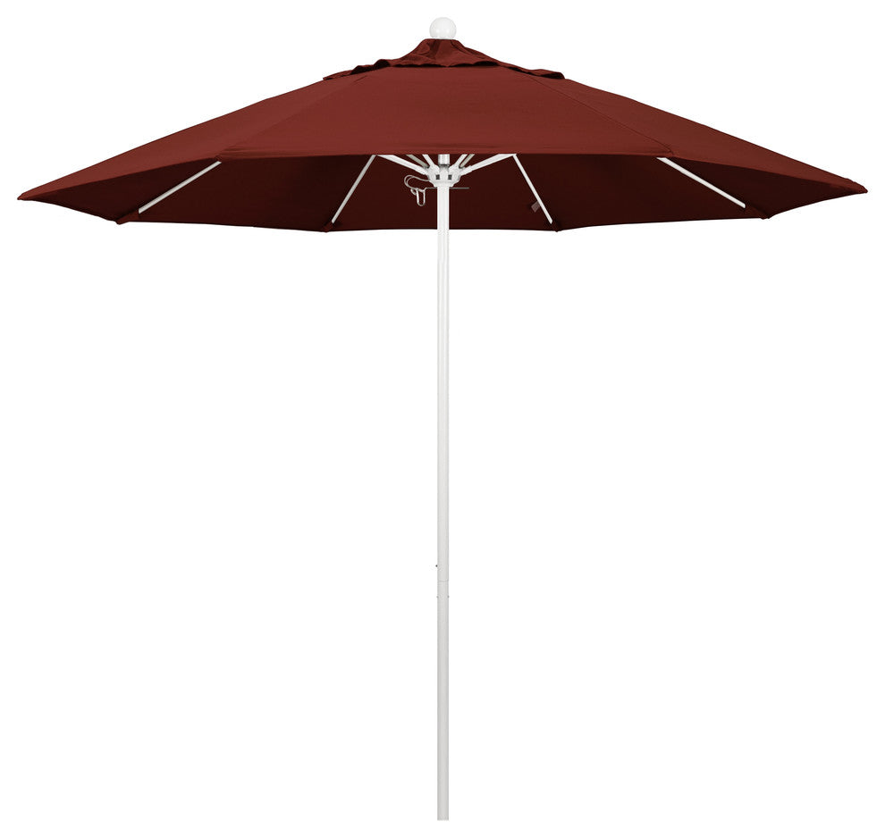 9' Fiberglass Umbrella Pulley OpenWhite, Sunbrella, Henna