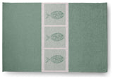 4' x 6' Fish Chips Nautical Indoor/Outdoor Rug, Sage