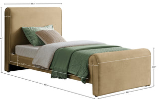 Sloan Black Velvet Full Bed, Camel, Twin