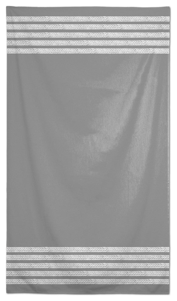 Gray Petals With Stripes 58 x 102 Outdoor Tablecloth