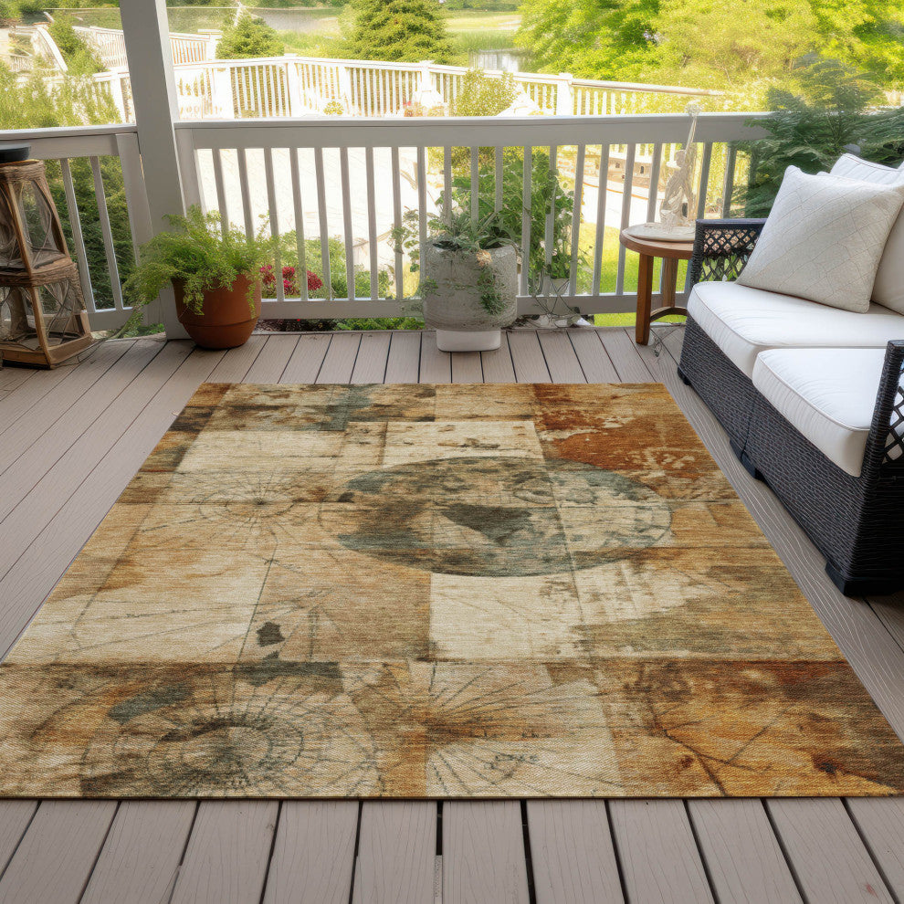 Machine Washable Indoor/Outdoor Chantille ACN1905 Beige 9' x 12' Rug