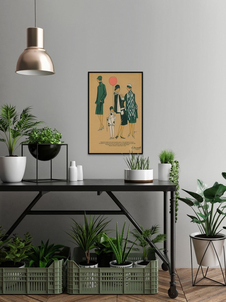 "Green Fashion" Floater Framed Painting Print on Canvas, 20"x30"