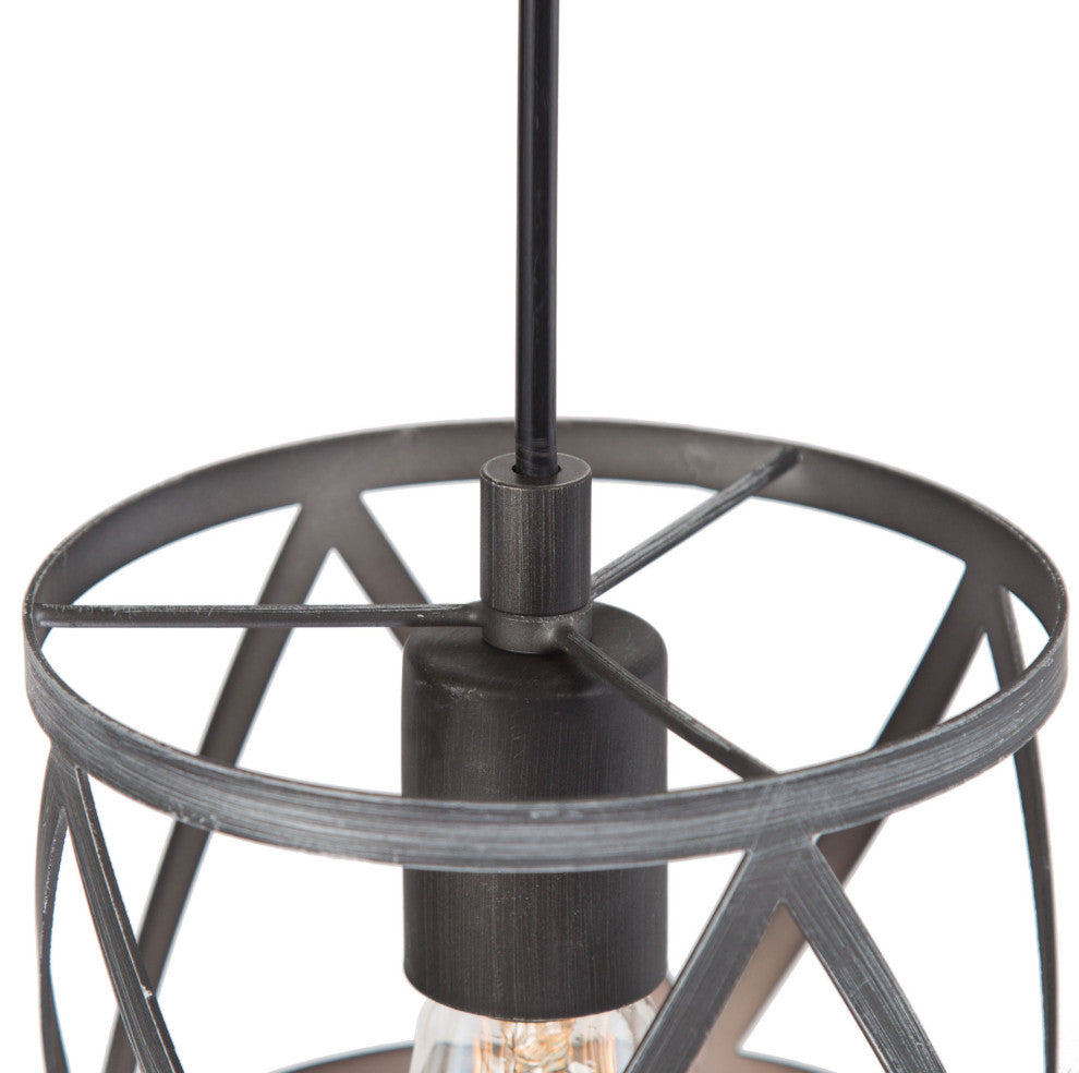 LALUZ 6-in Black Sweep Silver Industrial Mini Pendant Light