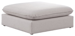 Mackenzie Linen Textured Fabric Upholstered Ottoman, Beige