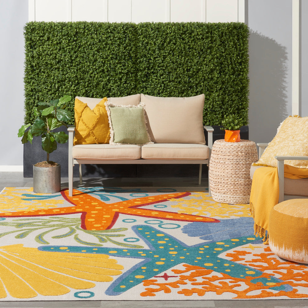 Nourison Aloha 9' x 12' Multicolor Coastal, Nautical & Beach Area Rug