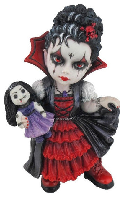 Cosplay Kids Vampire Girl Holding A Vamp Doll Statue