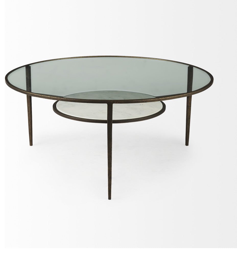Felicity 36Lx36Wx16H Marble Top With Iron Frame Coffee Table