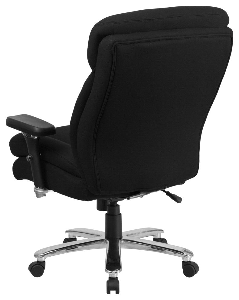 Heavy Duty 400 lb. Rated Black Fabric Executive Swivel Chair With Lumbar Knob