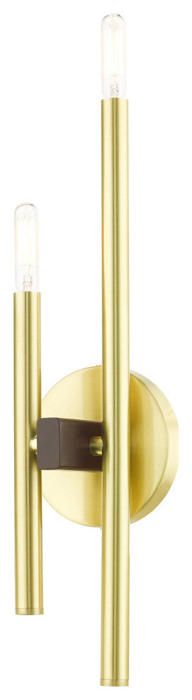 Satin Brass Mid Century Modern, Urban, Scandinavian, Minimal Double Sconce