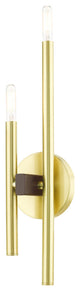 Satin Brass Mid Century Modern, Urban, Scandinavian, Minimal Double Sconce