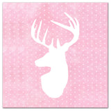 Deer Polka Dots Pink 24x24 Canvas Wall Art
