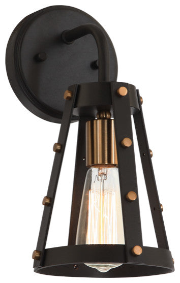 Matteo Lighting Beaton Wall Sconce, Matte Black + Aged Gold Brass