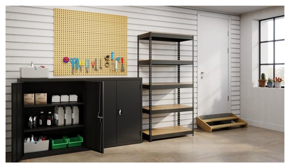 Iron Horse 3800 Riveted Metal Shelving 5-Shelf Unit 18D x 36W x 72H Black