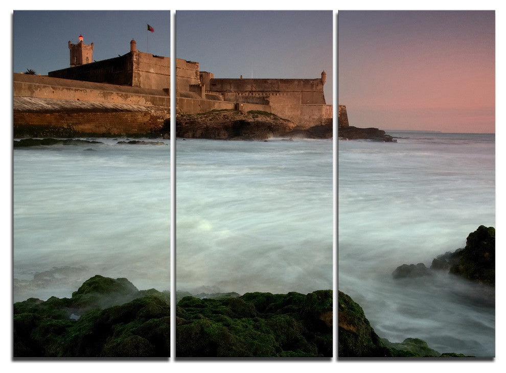 "White Seascape at Old Fort Lisbon" Metal Wall Art, 3 Panels, 36"x28"