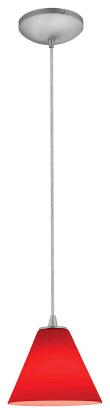 Access Lighting Martini Glass Pendant, Cord, Brushed Steel/Red 28004-1C-BS-RED
