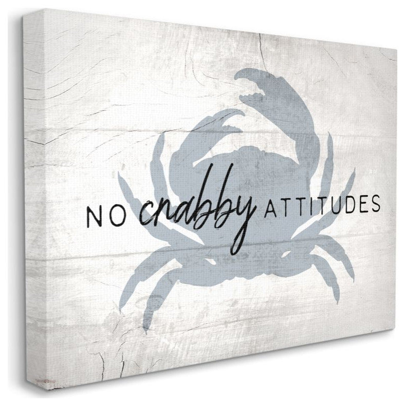 No Crabby Attitudes Pun Rustic Nautical Animal30x40