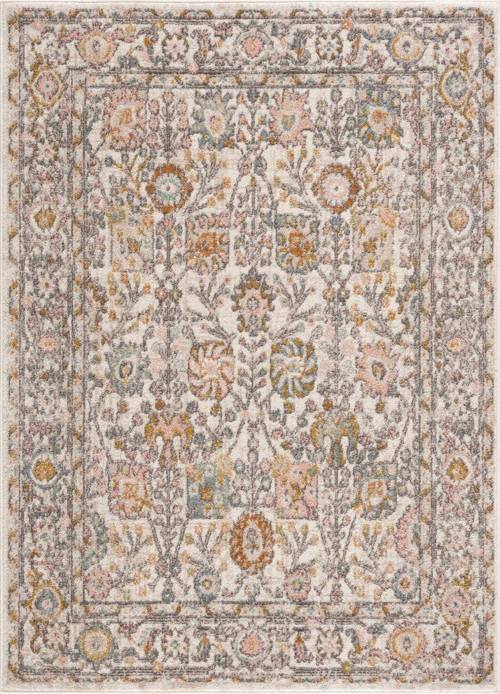 Hauteloom Herstmonceux Area Rug, Camel/Charcoal/Dusty Pink, 7'10"x10'2"