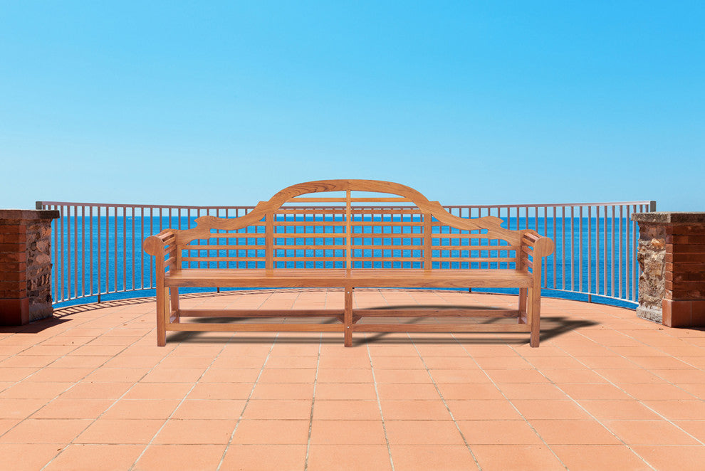 Teak Wood Lutyens Quadruple Outdoor Patio Bench, 8 Foot