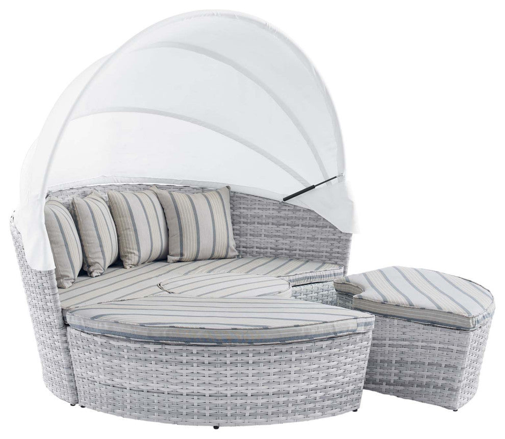 Scottsdale Canopy Sunbrella Outdoor Patio Daybed, Light Gray Pebble