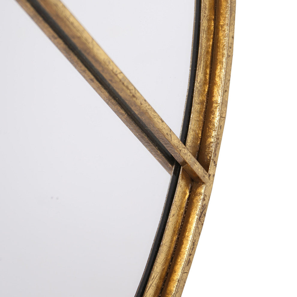 Line Accent Mirror Gold Metal Round Wall Mirror 28"H28"Wx1"D