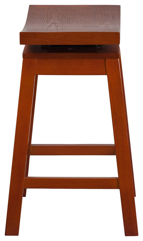 Dyersburg 26" Wood Counter Stool Saddle Seat, Swivel, Light Cherry