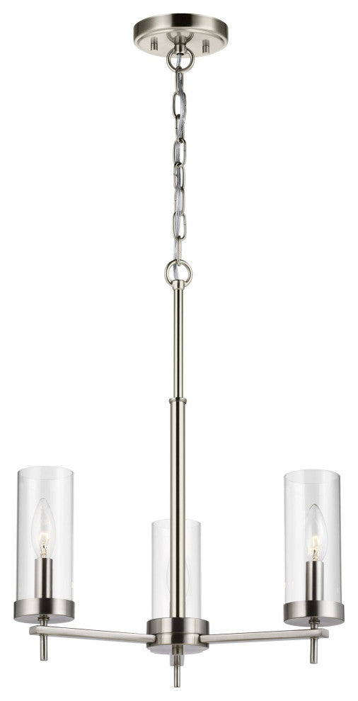 Zire 3-Light Chandelier, Brushed Nickel