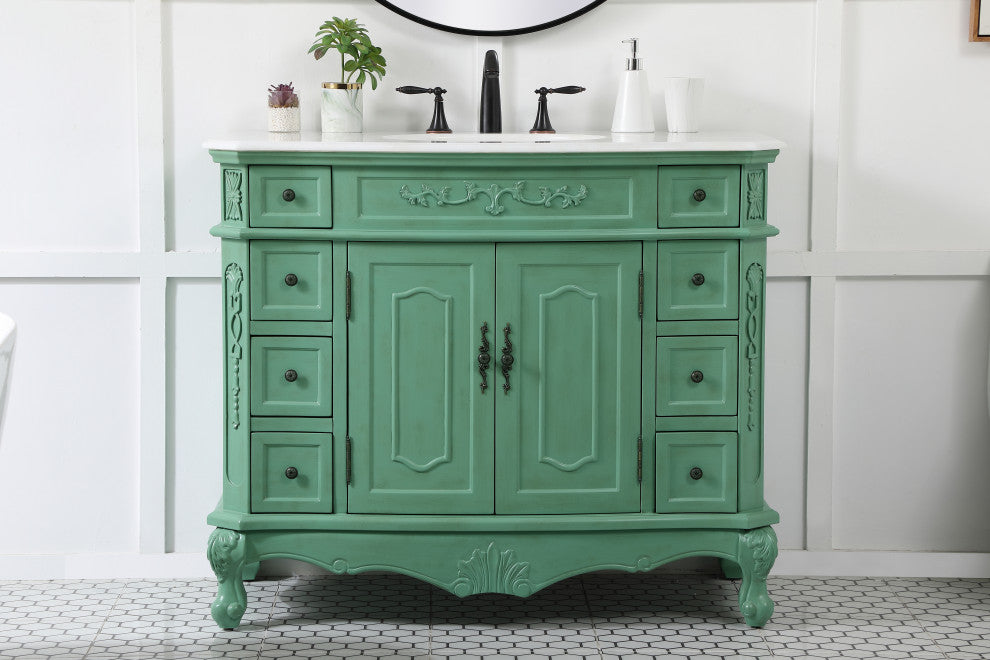 Bathroom Vanity, Vintage Mint, 42", Single Sink