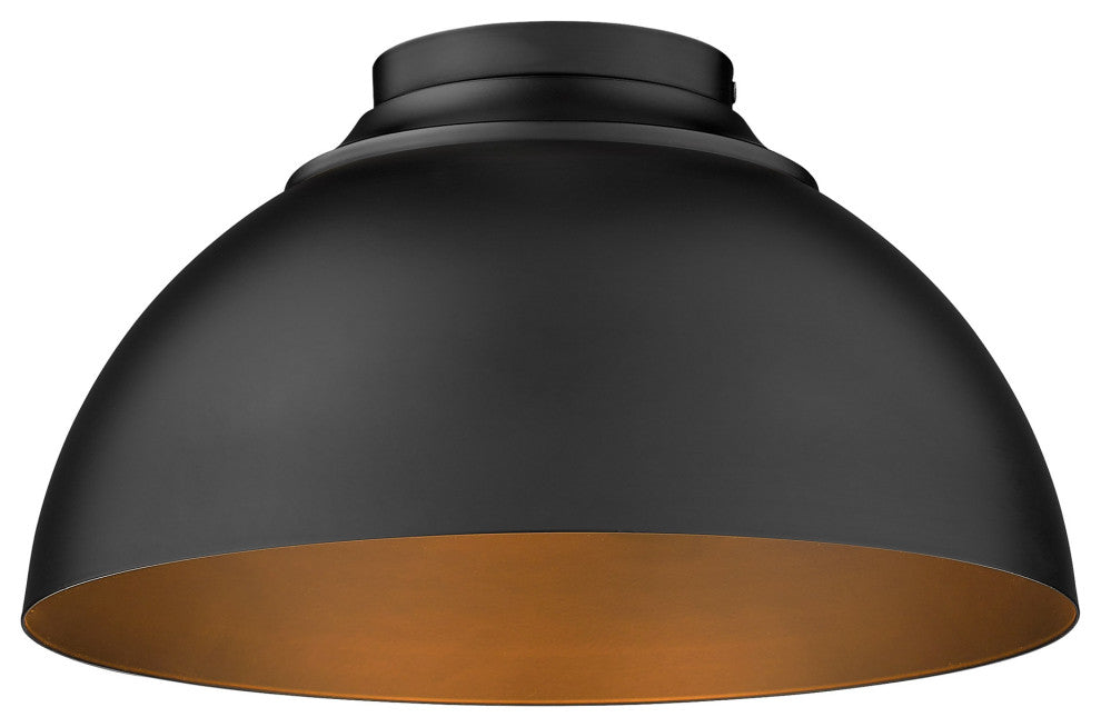 Zoey Flush Mount, Matte Black With Black
