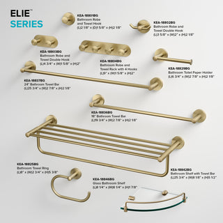 Elie Bathroom Shelf With Towel Bar, Brushed Gold