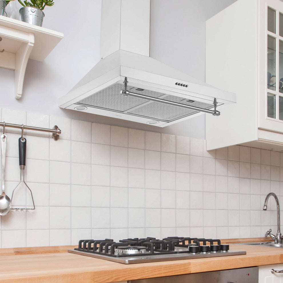 Ancona Convertible 30" Vintage Style Wall Pyramid Range Hood, Stainless Steel