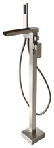 Modern Waterfall Freestanding Bathroom Bathtub Faucet Floor Mount Tub Filler, Brushed Nickel