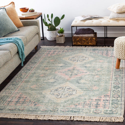 Surya Zainab ZAI-2316 6'x9' Rug, Sage/Dark Green/Lime/Pale Pink/Khaki/White