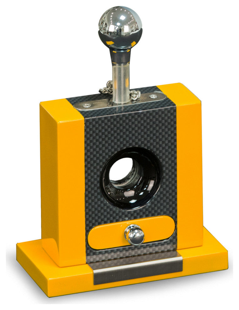 Table Top Cigar Cutter, Drawer Yellow and "Carbon Fiber" Color
