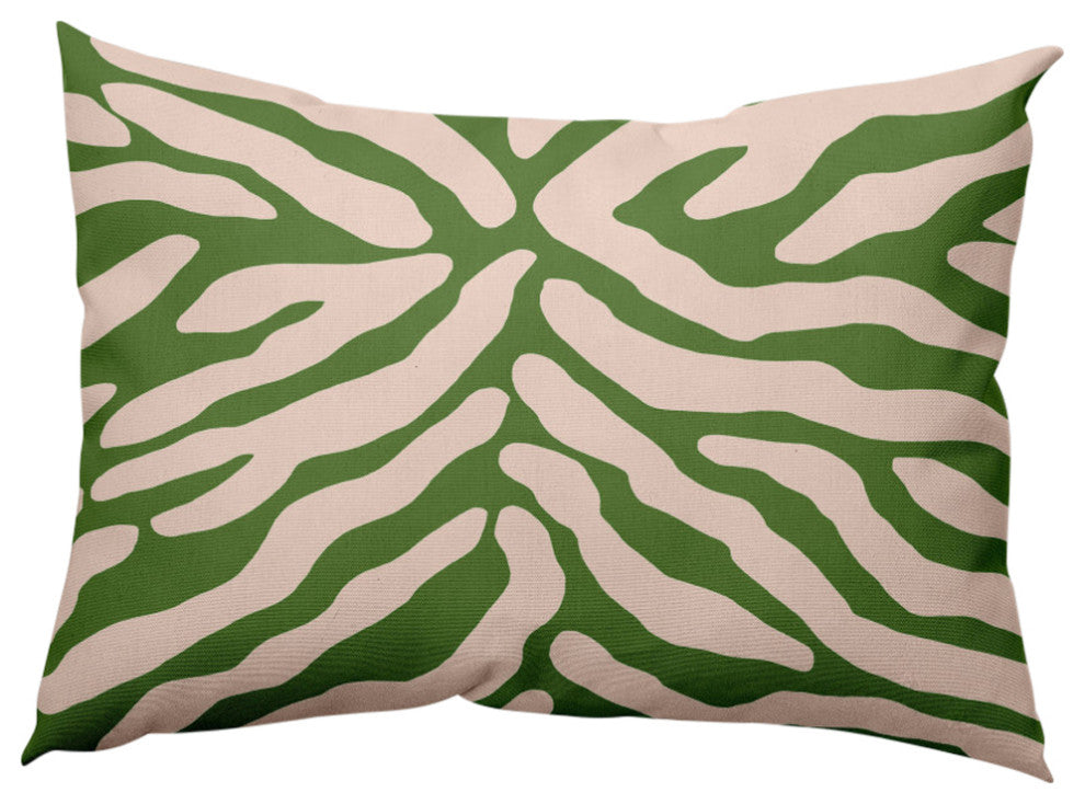 Animal Stripe Decorative Throw Pillow, Light Olive, 14"x20"