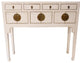 Chinese Console Lacquer Lady Chest, Antique White With Gold Highlight