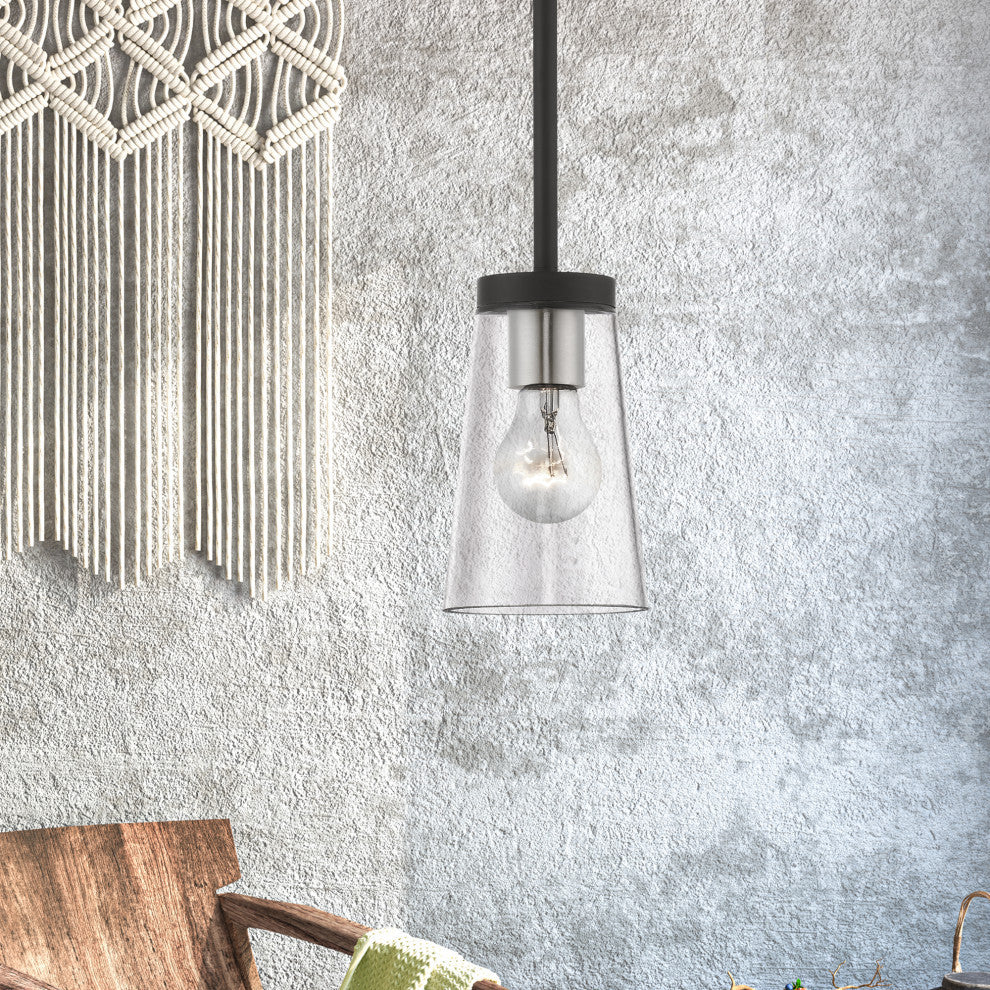 Cityview 1 Light Black With Brushed Nickel Accents Mini Pendant