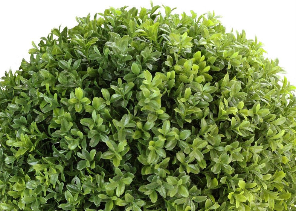 27" Artificial Boxwood Plant in Decorative Stone Look Ceramic Pot