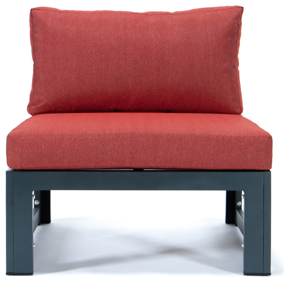 Chelsea 9-Piece Outdoor Patio Sectional With Coffee Table Set, Red