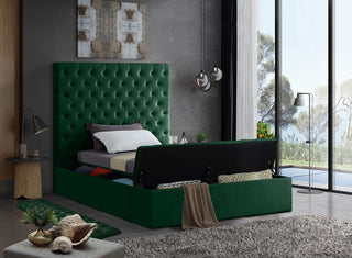 Bliss Velvet Upholstered  Bed, Green, Twin