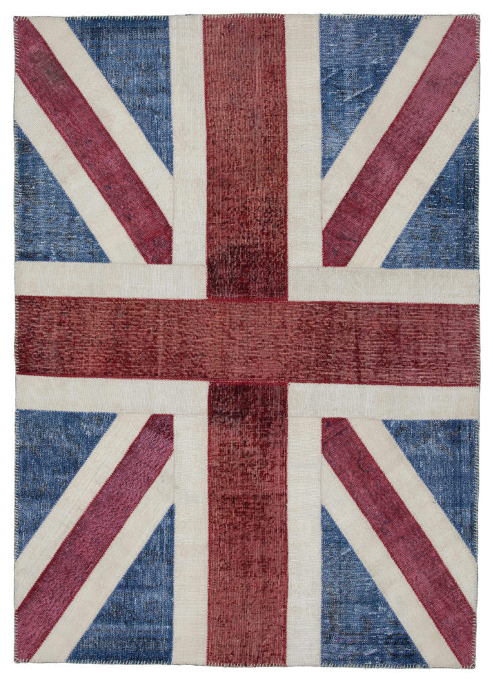 Rug N Carpet - Hand-knotted Anatolian 5' 8'' x 7' 11'' Flag Patchwork Rug