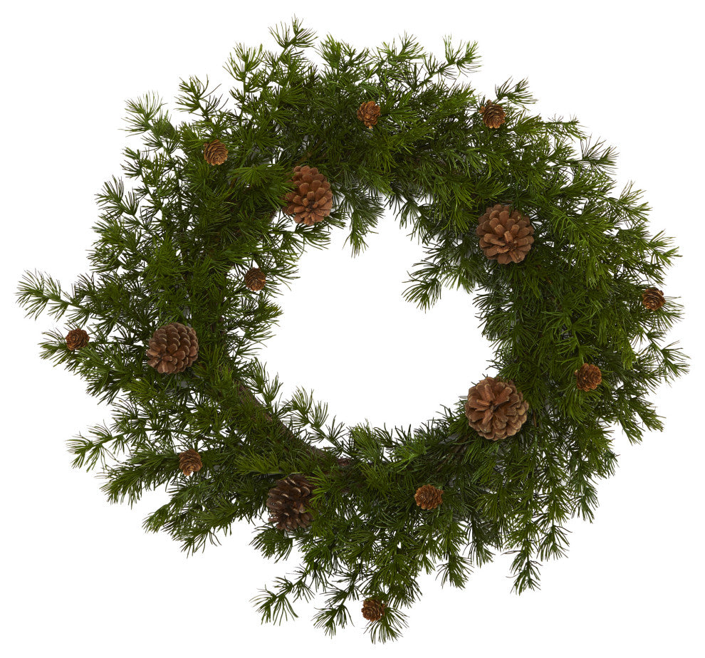 Nearly Natural 18ï¿½ Alpine Pine and Pine Cone Artificial Wreath