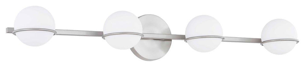 Fusion - Centric 4-Light Bath Bar - Brushed Nickel Finish - Opal Glass Shade