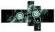 Blue on Black 3D Surreal Design, Abstract Canvas Art Print, 60"x32", 5 panels