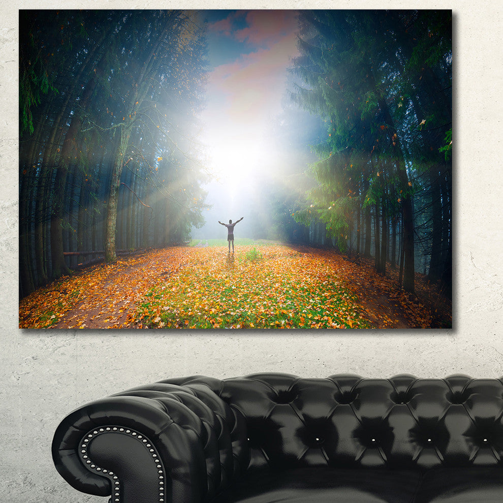 Men and Bright Sunlight Panorama, Landscape Canvas Art Print, 40"x30"